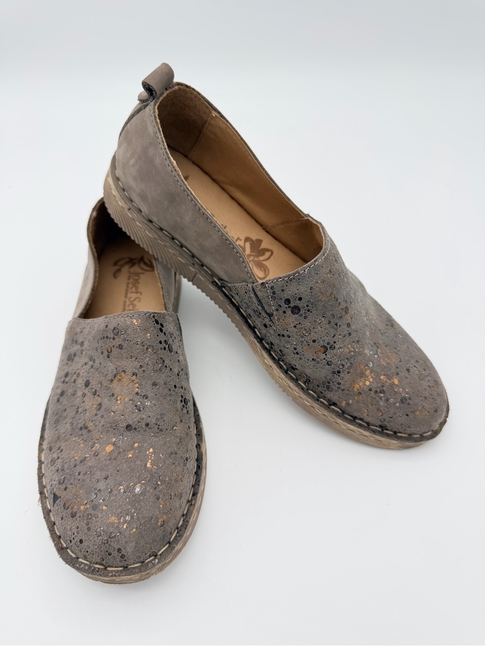 Joseph Seiber Women Slip-On Casual Loafers Taupe Metallic Detail EU 37